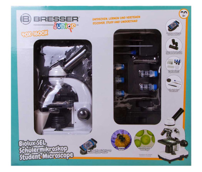 Микроскоп Bresser Junior Biolux SEL 40–1600x, белый, в кейсе