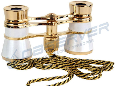 Театральный бинокль 3х25 с цепочкой (Белый) магазин Observer-msk.ru