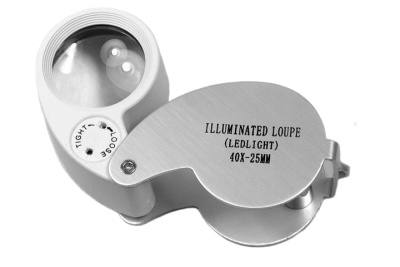 Лупа Kromatech ювелирная 40х, 25 мм, с подсветкой (2 LED) MG21011 магазин Observer-msk.ru
